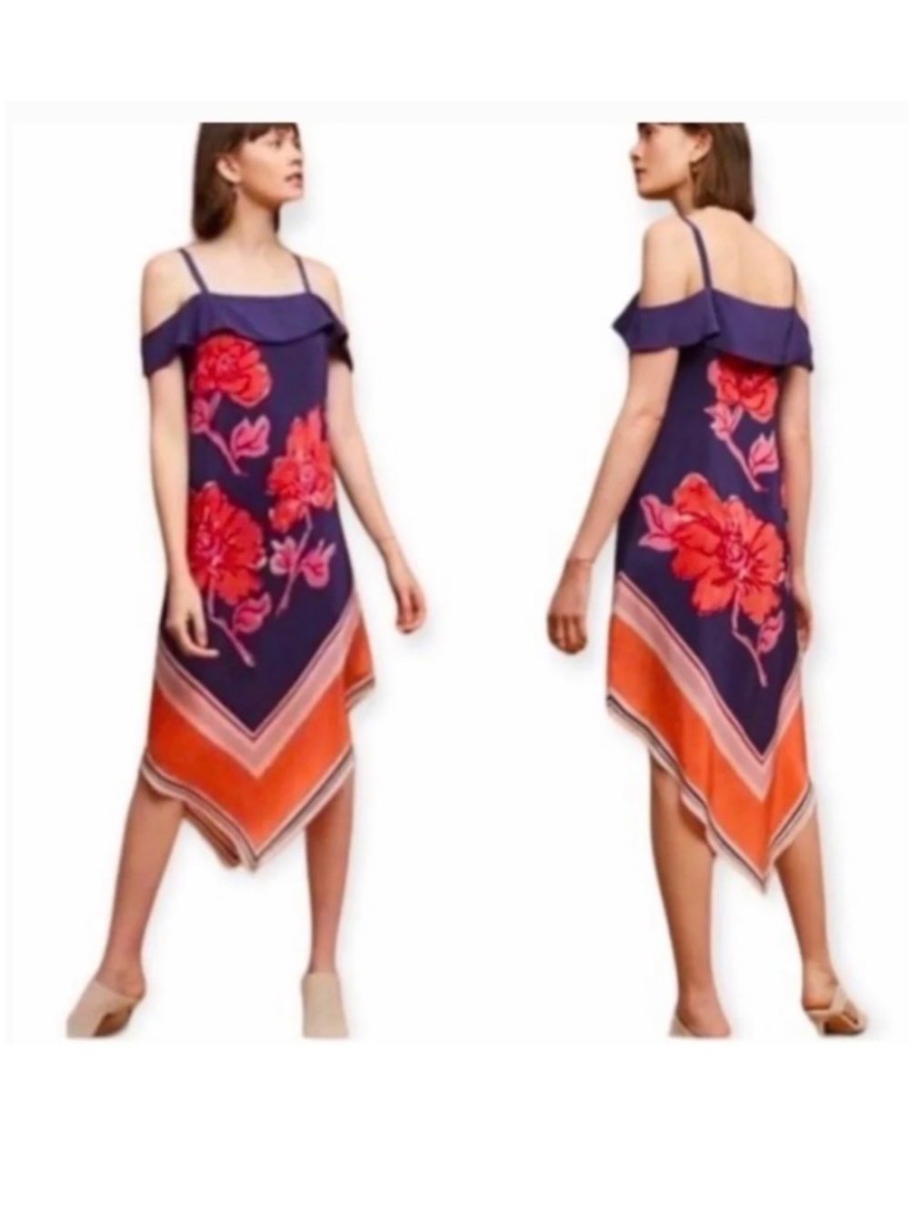 Anthropologie Moulinette Souers Tilda Silk Navy Scarf Dress